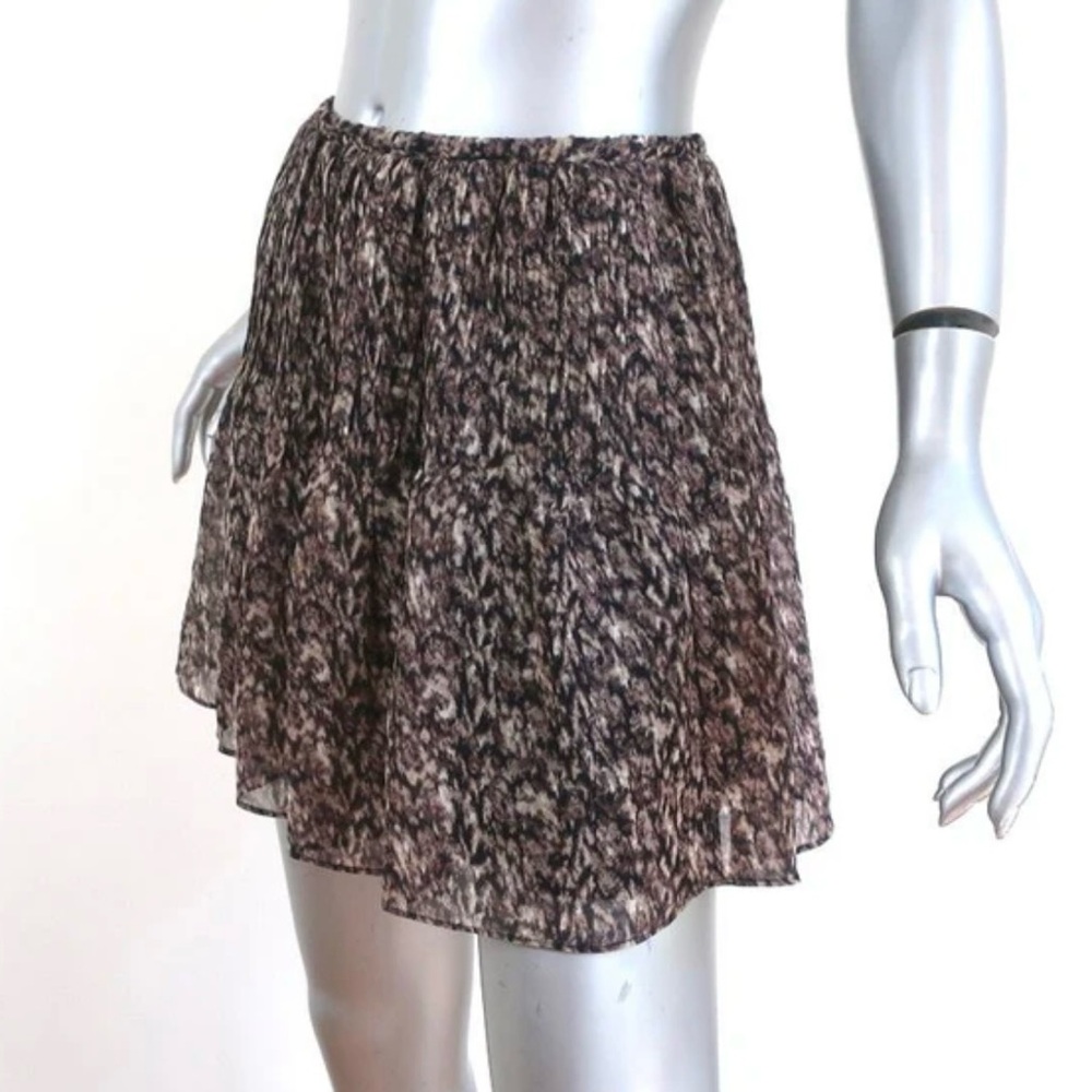 Joie Mini Skirt 100% Silk Brown Print Women’s Size Small